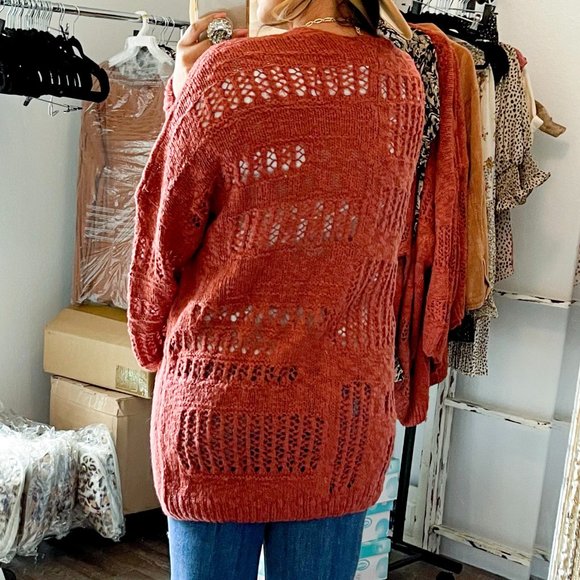Oversized Rust Cardigan - Picture 3 of 5